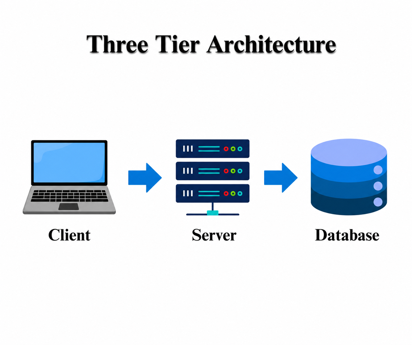 Three tier web application architecture frontend backend database